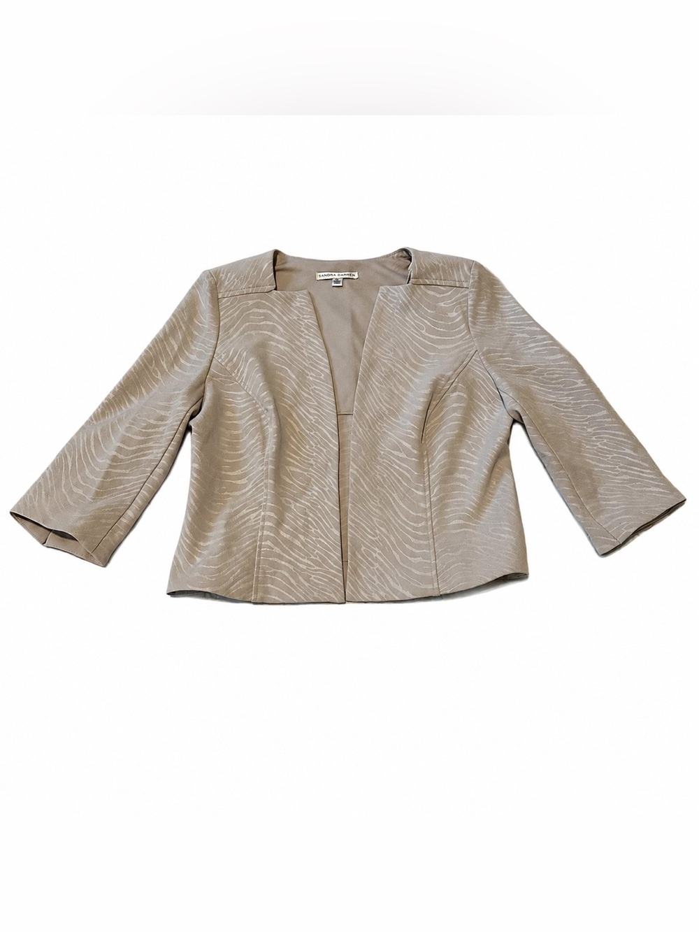 Sandra Darren Women’s 6P Petite Champagne Zebra Print Open Front Blazer NWT